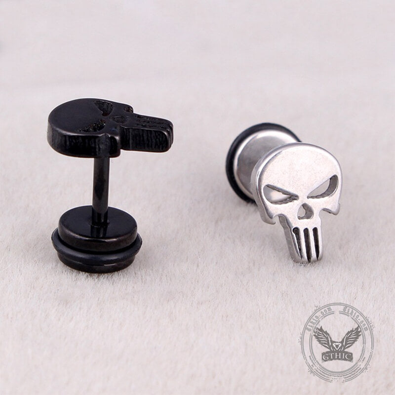 Spooky Stainless Steel Skull Stud Earrings