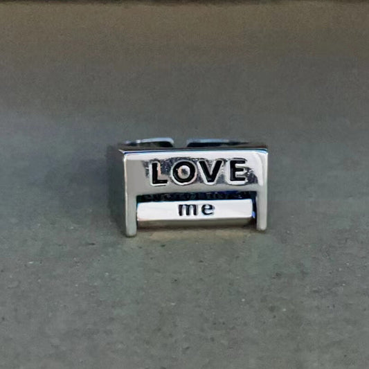 Square FUCK/LOVE Copper Rotatable Interactive Ring