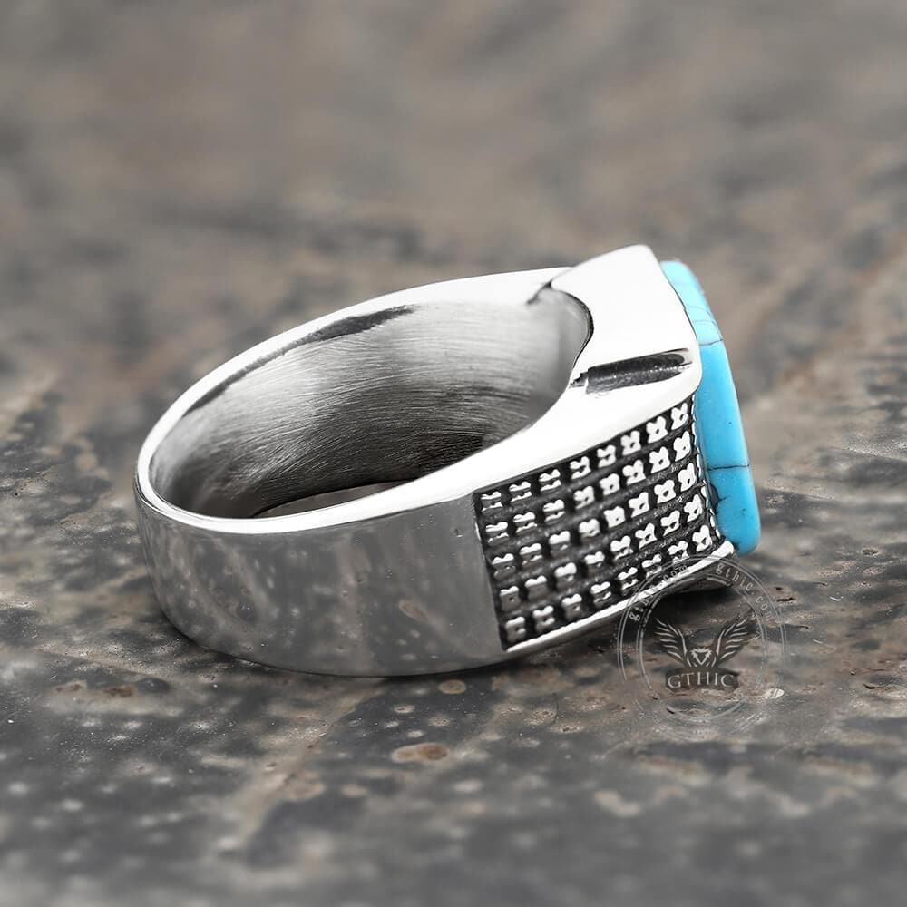 Square Turquoise Stainless Steel Ring