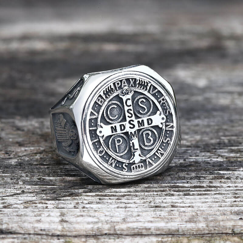 St. Benedict Medal Stainless Steel Christian Ring