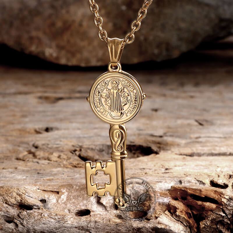 St. Benedict Medal Key Stainless Steel Pendant