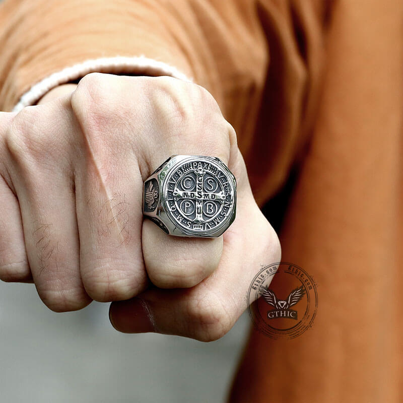 St. Benedict Medal Stainless Steel Christian Ring