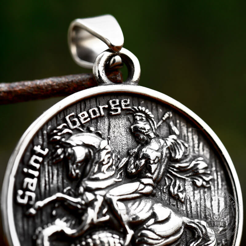 St. George and the Dragon Stainless Steel Christian Pendant