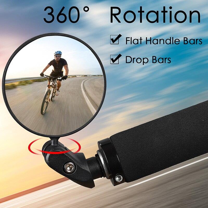 Stainless Steel Rotatable Bicycle Rearview Mirror Bike Rear View Mirror Cycling HandleBar Mirrors Rotating Adjustable HD Safety Convex Mirror With Wide Filed Of View For Mountain Bike