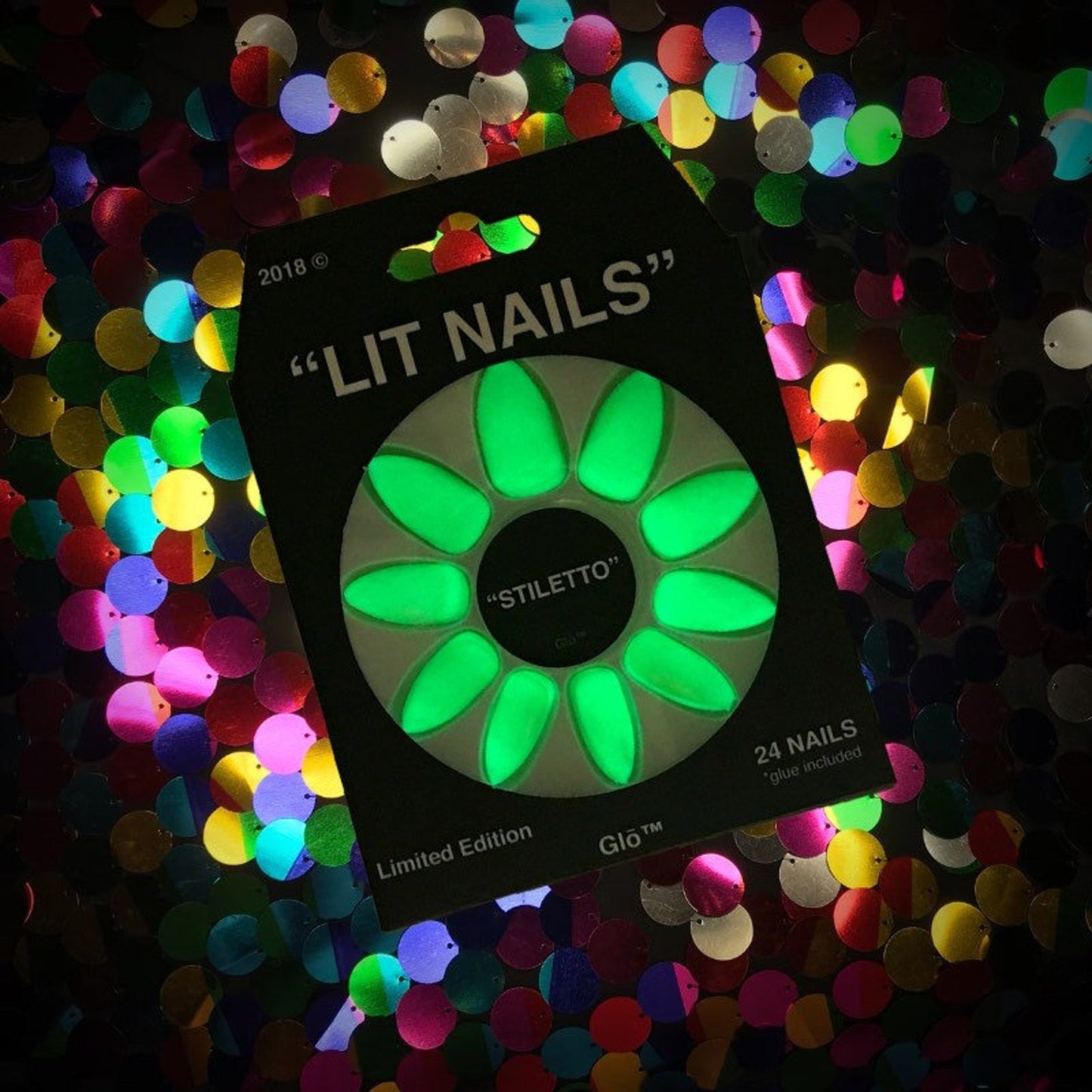 Stiletto Glow in the Dark Neon Yellow Instant Acrylic Nails