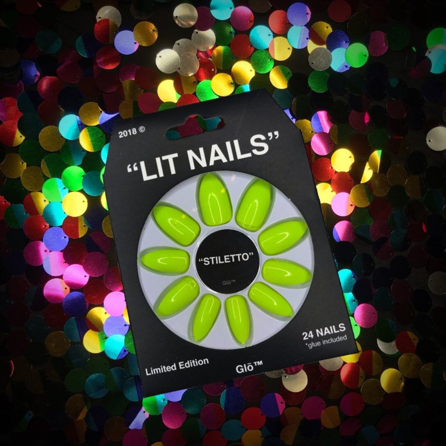Stiletto Glow in the Dark Neon Yellow Instant Acrylic Nails