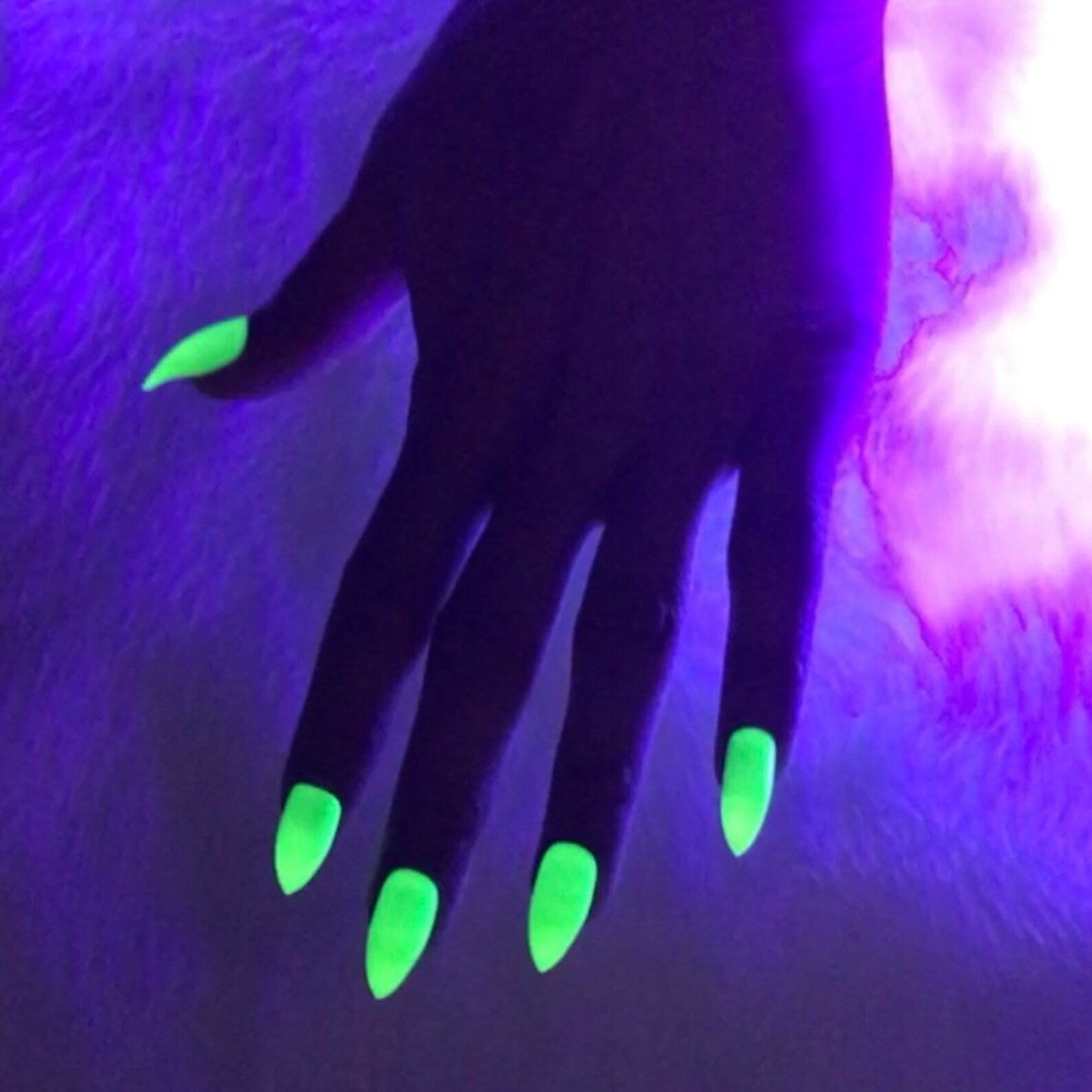 Stiletto Glow in the Dark Neon Yellow Instant Acrylic Nails