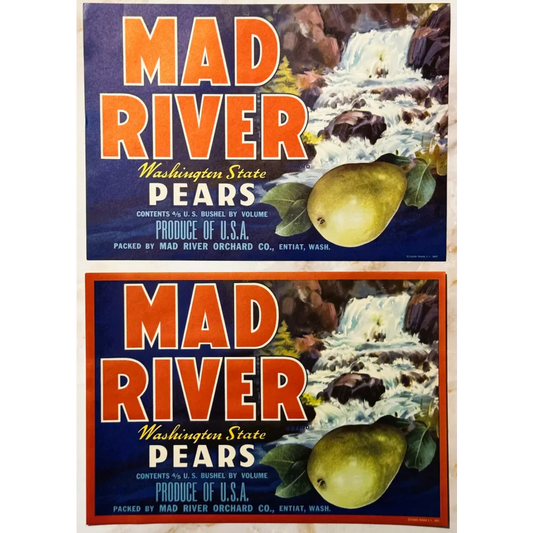 Stunning 1950s Mad River Pears Label Brings Waterfall Magic
