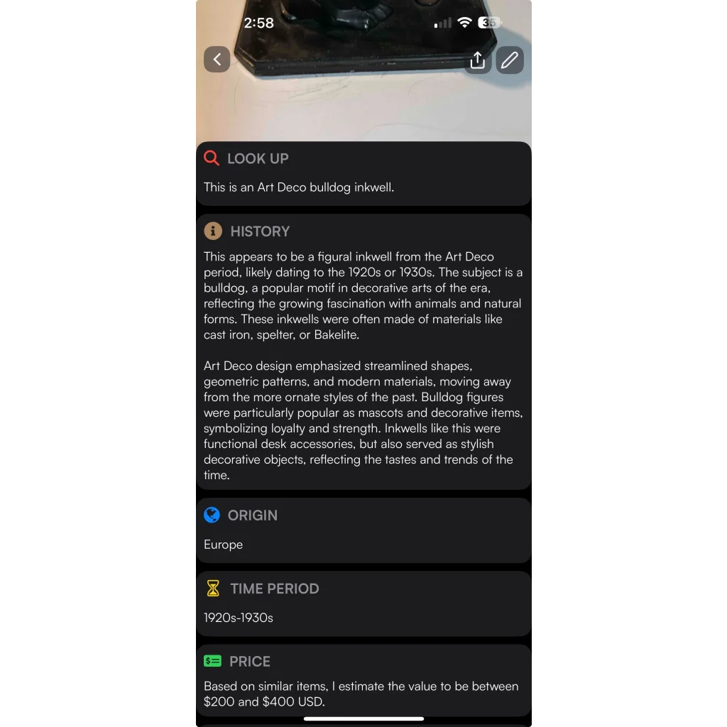 Stunning Art Deco Bulldog Inkwell Collectible Figurine