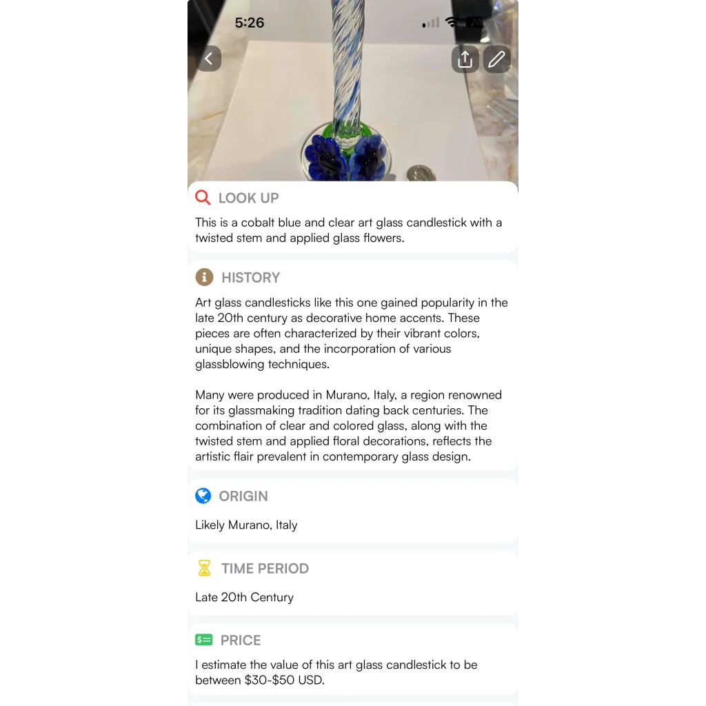 Stunning Blue Art Glass Candlesticks with Twisted Stems and Flowers