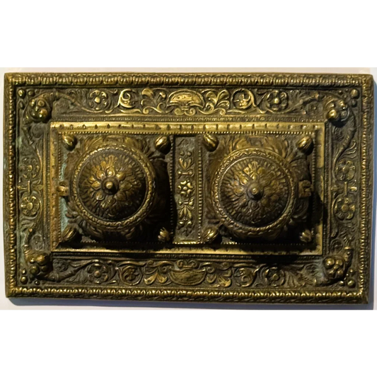 Stunning Late 19th Century Brass Double Inkwell Desk Accessory