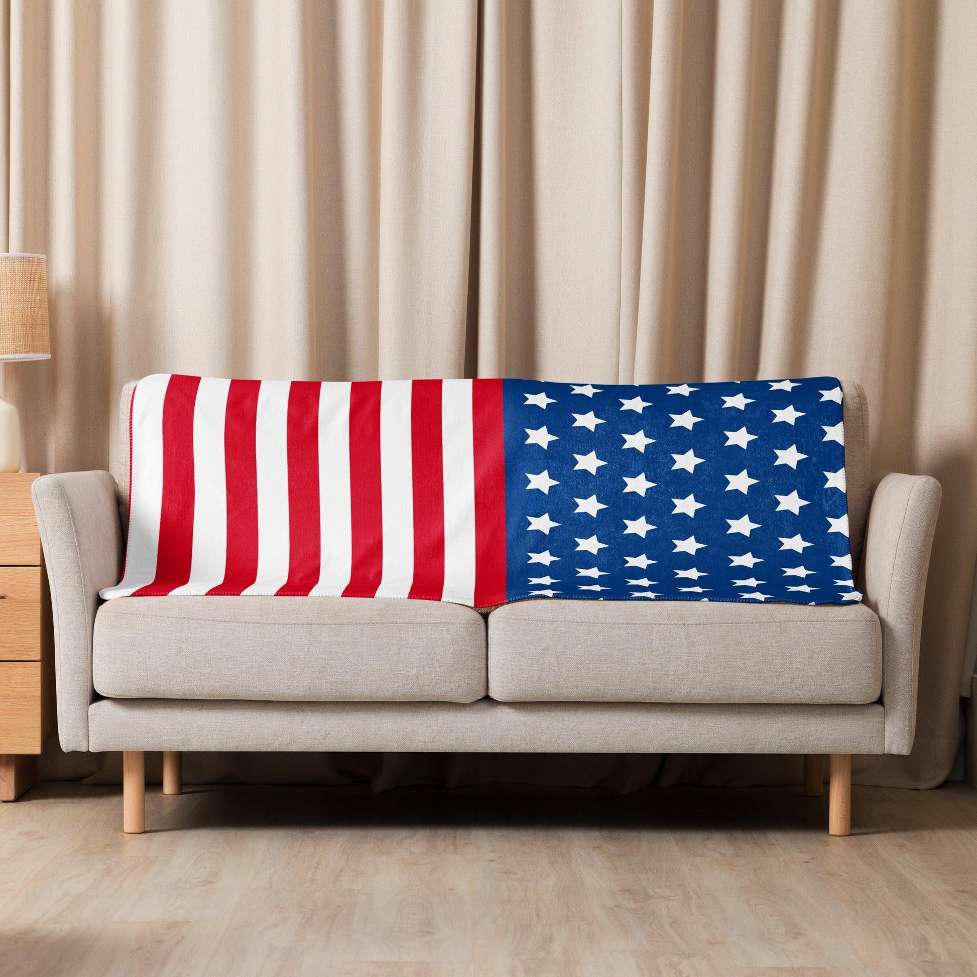 American Flag Red, White, and Blue Sherpa Blanket - Lizard Vigilante