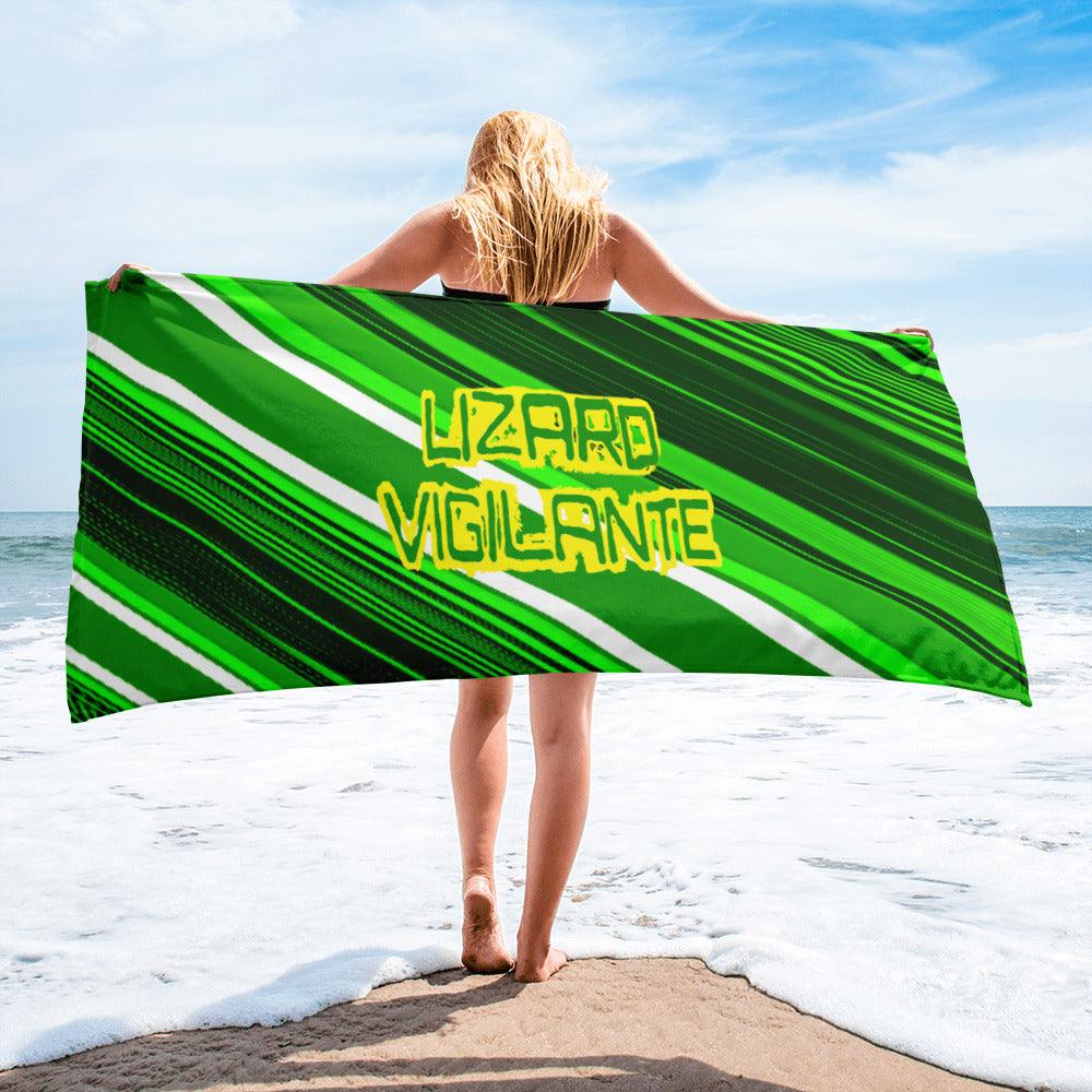 Rep the Lizard Sliced Green Towel with Logoo - Premium  from Lizard Vigilante - Just $33.69! Shop now at Lizard Vigilante