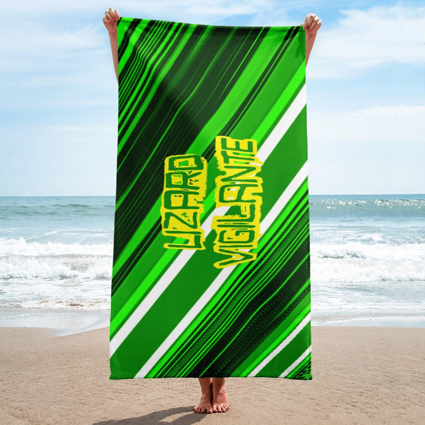 Rep the Lizard Sliced Green Towel with Logoo - Premium  from Lizard Vigilante - Just $33.69! Shop now at Lizard Vigilante