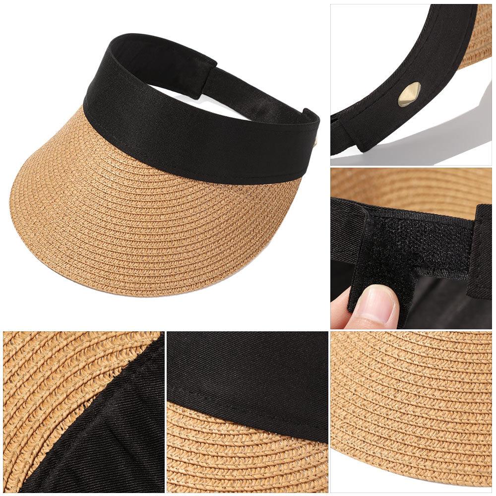 Summer Adjustable Empty Top Hat Portable Foldable Women's Beach Hat Wide Brim Women Sun Hat Fashion Casual Comfortable Cap Visors For Outdoor Activities