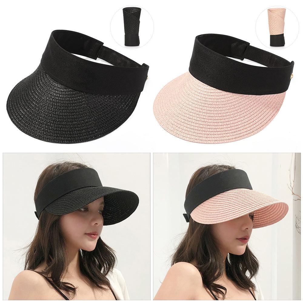 Summer Adjustable Empty Top Hat Portable Foldable Women's Beach Hat Wide Brim Women Sun Hat Fashion Casual Comfortable Cap Visors For Outdoor Activities