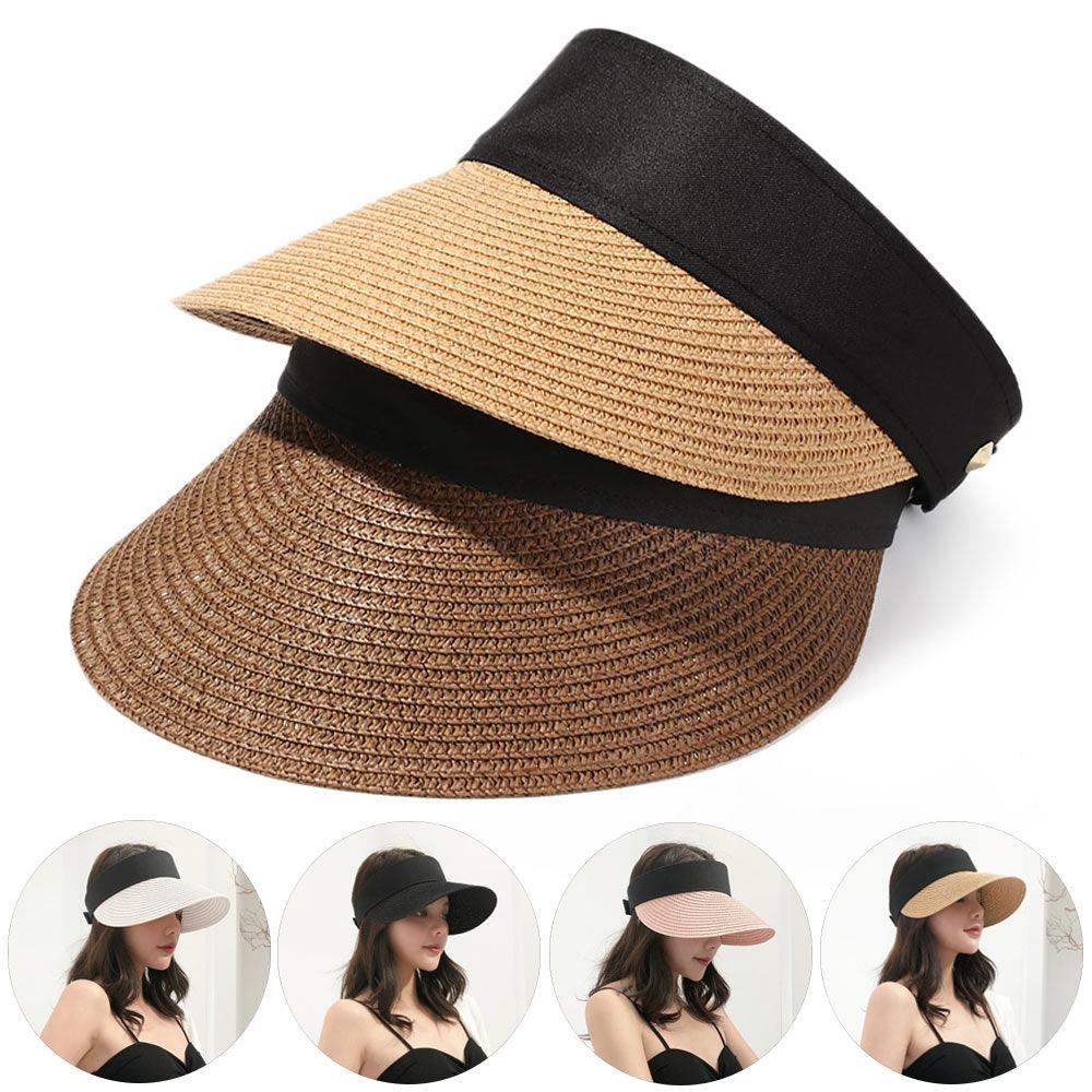 Summer Adjustable Empty Top Hat Portable Foldable Women's Beach Hat Wide Brim Women Sun Hat Fashion Casual Comfortable Cap Visors For Outdoor Activities