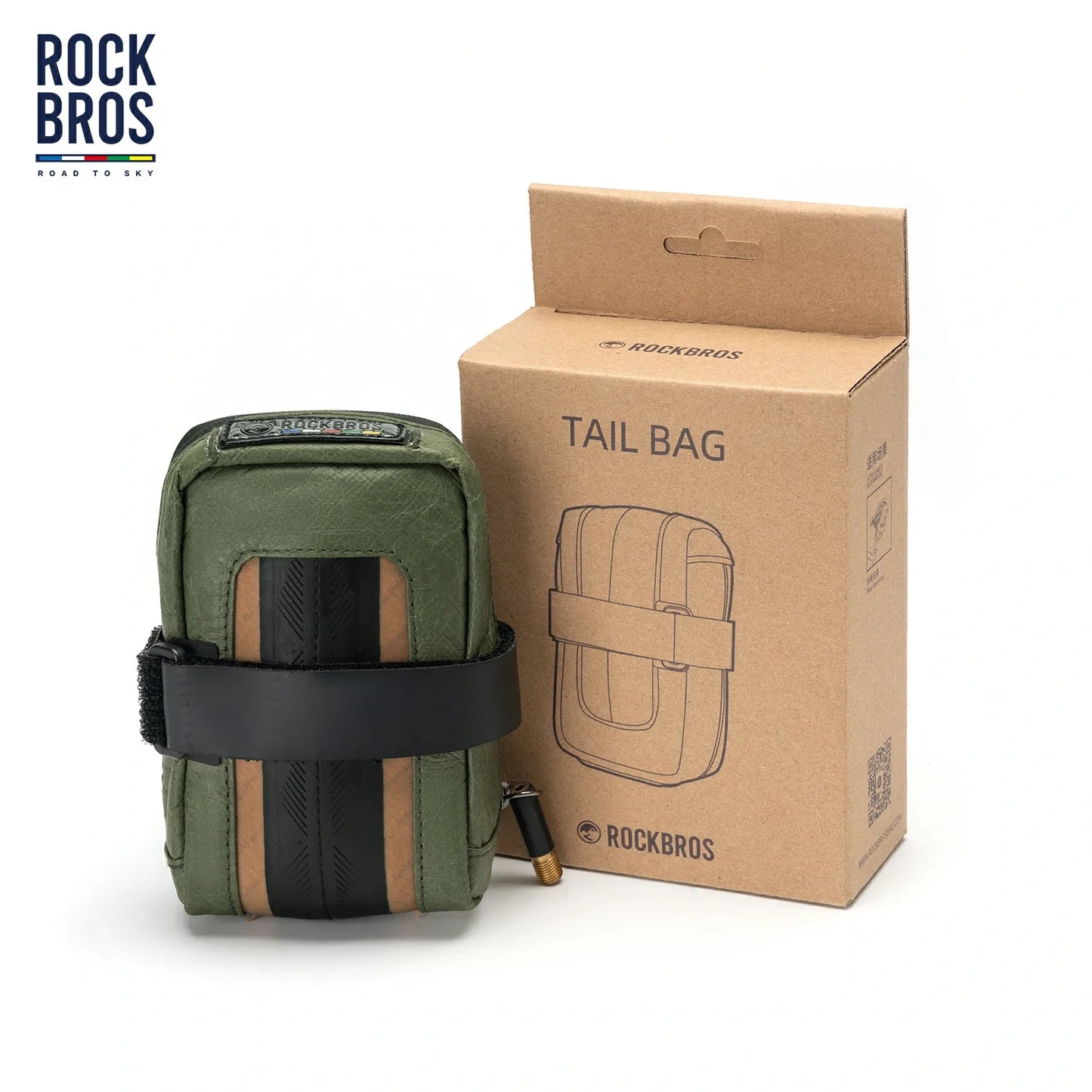 Sustainable Eco-Friendly Recycled Tire Bike Saddle Bag 0.4L ROAD TO SKY