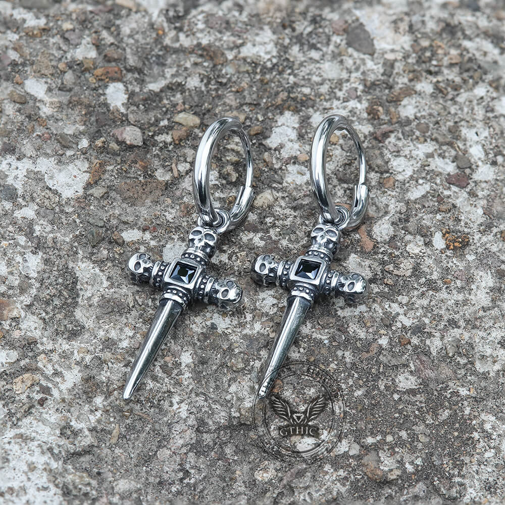 Sword Stainless Steel Skull Earring