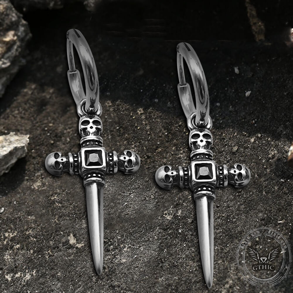 Sword Stainless Steel Skull Earring