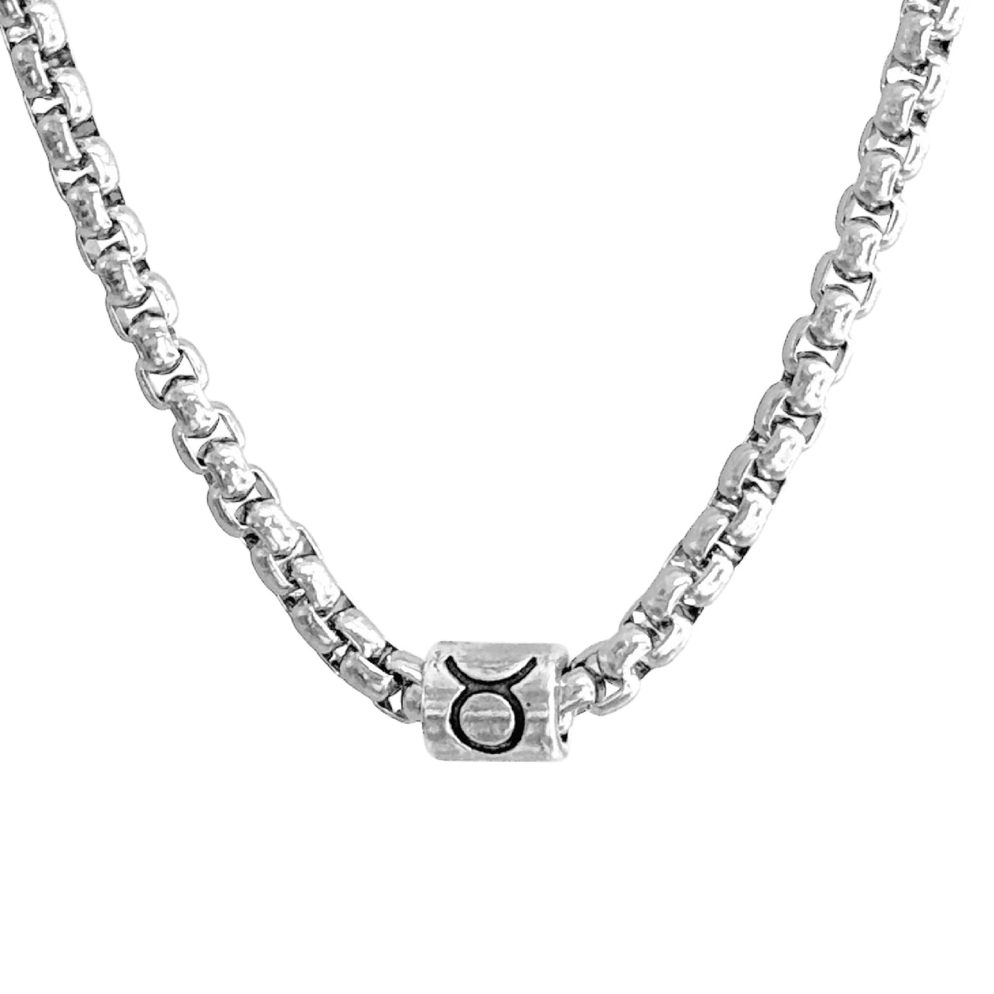 Horoscope stainless steel box chain zodiac necklace for men