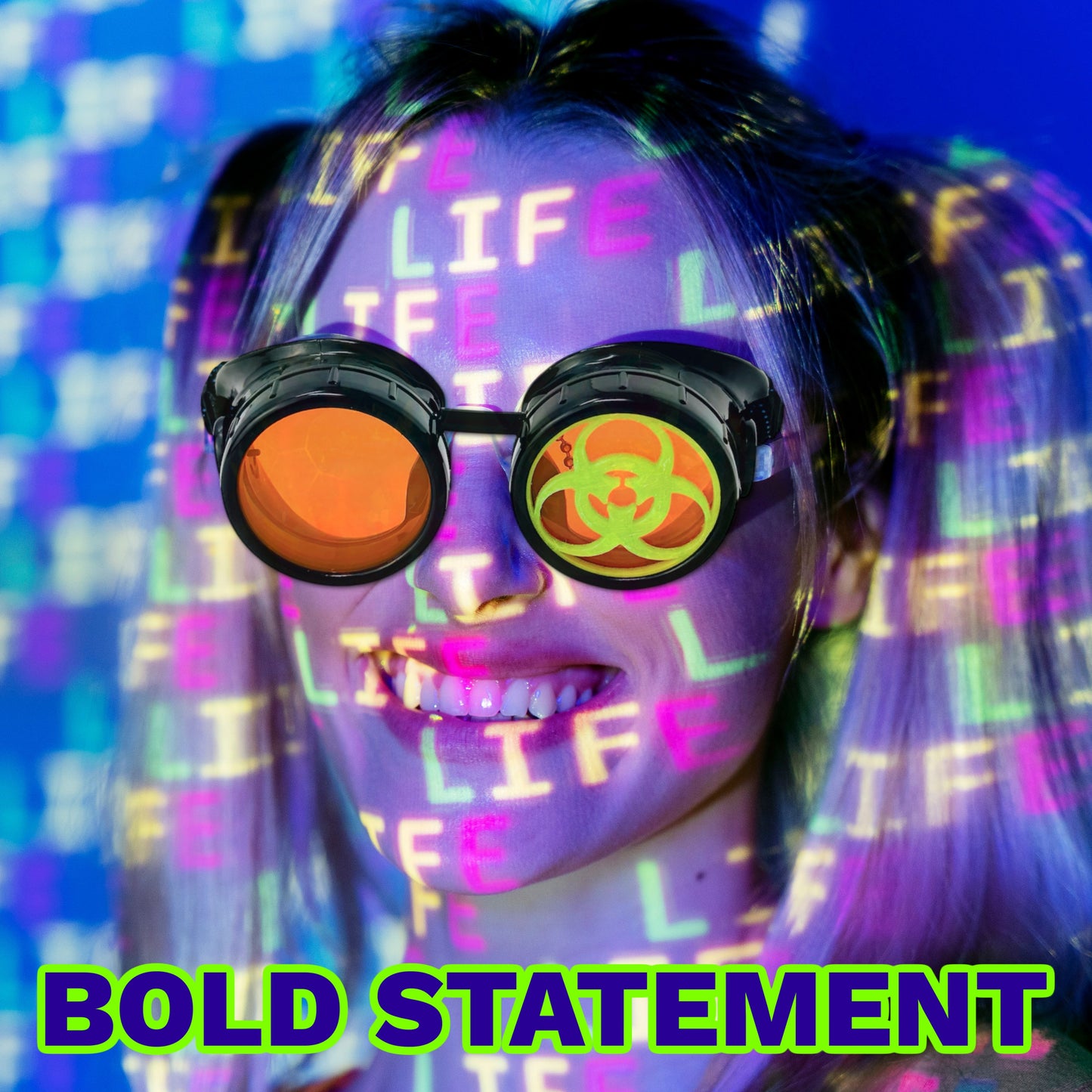 Steampunk Mad Scientist goggles biohazard cosplay glasses neon lenses