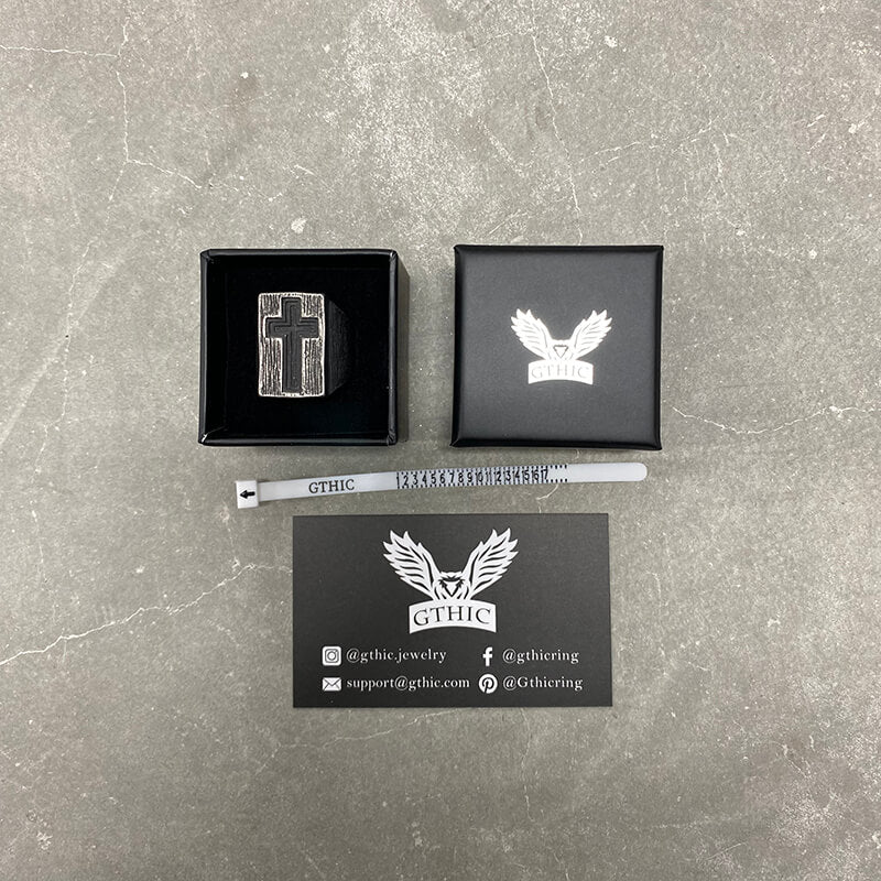 The Gate of Heaven Stainless Steel Cross Ring