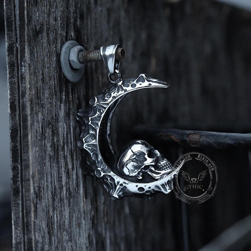 The Moon and Skull Stainless Steel Pendant