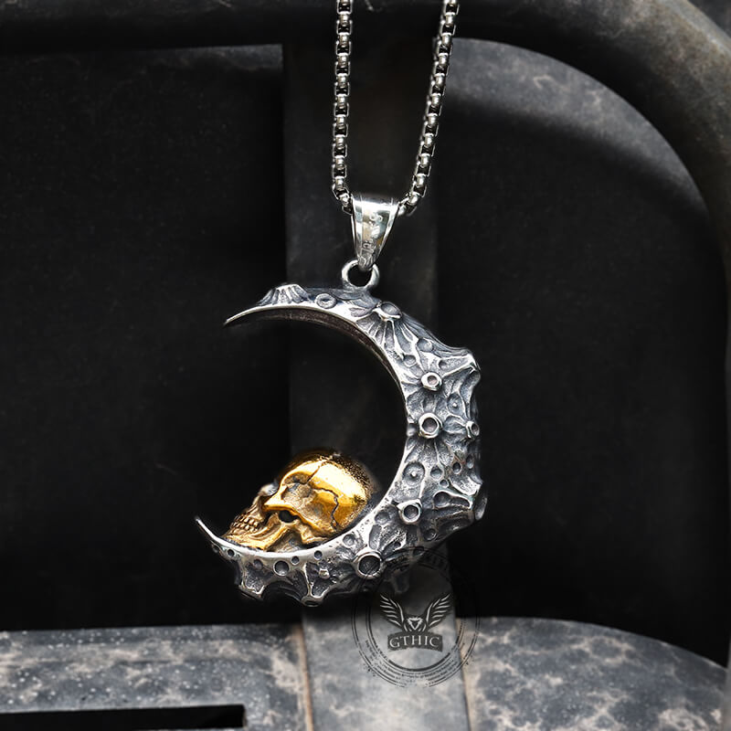 The Moon and Skull Stainless Steel Pendant