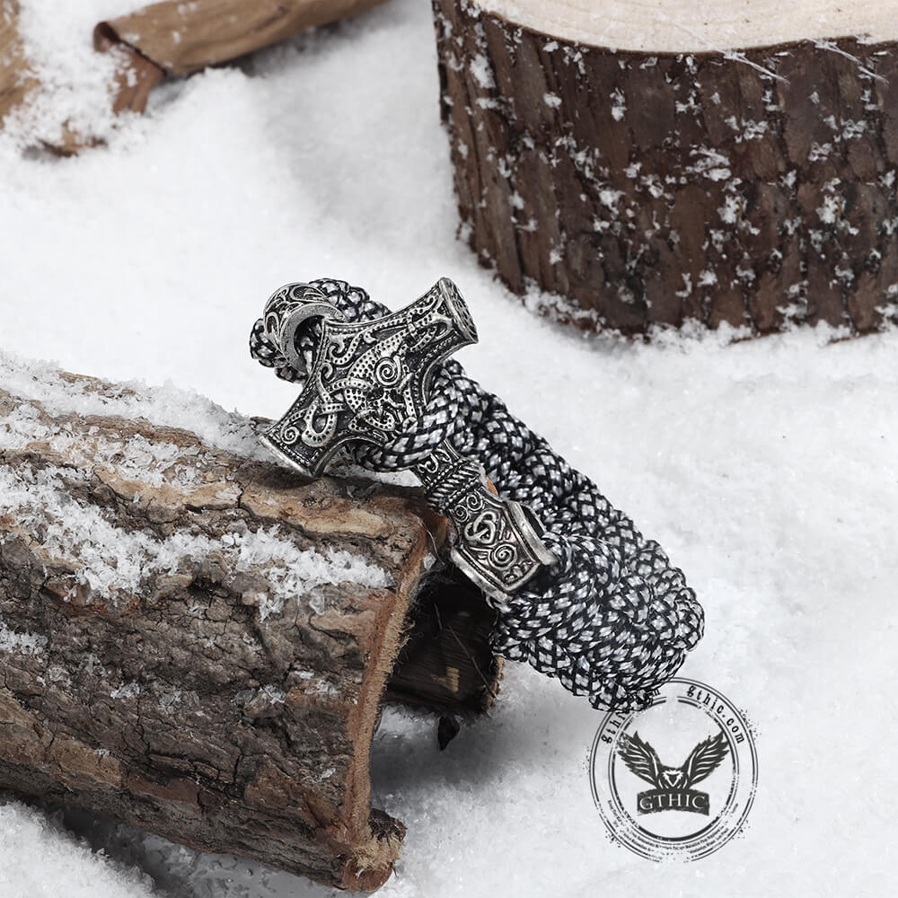 Thor's Hammer Braided Rope Viking Bracelet