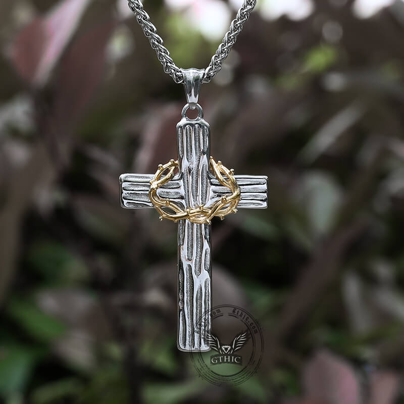 Thorn Cross Stainless Steel Christian Pendant