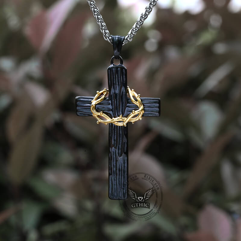 Thorn Cross Stainless Steel Christian Pendant