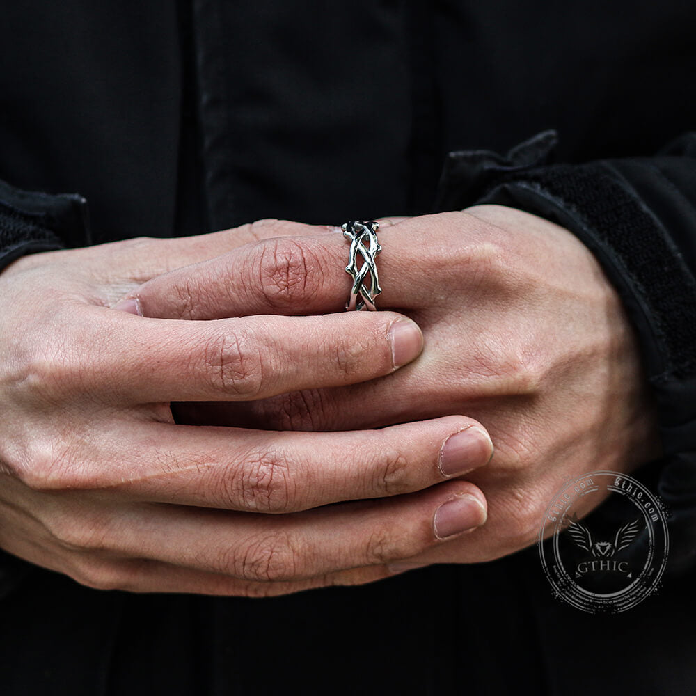 Thorn Vine Braided Stainless Steel Ring