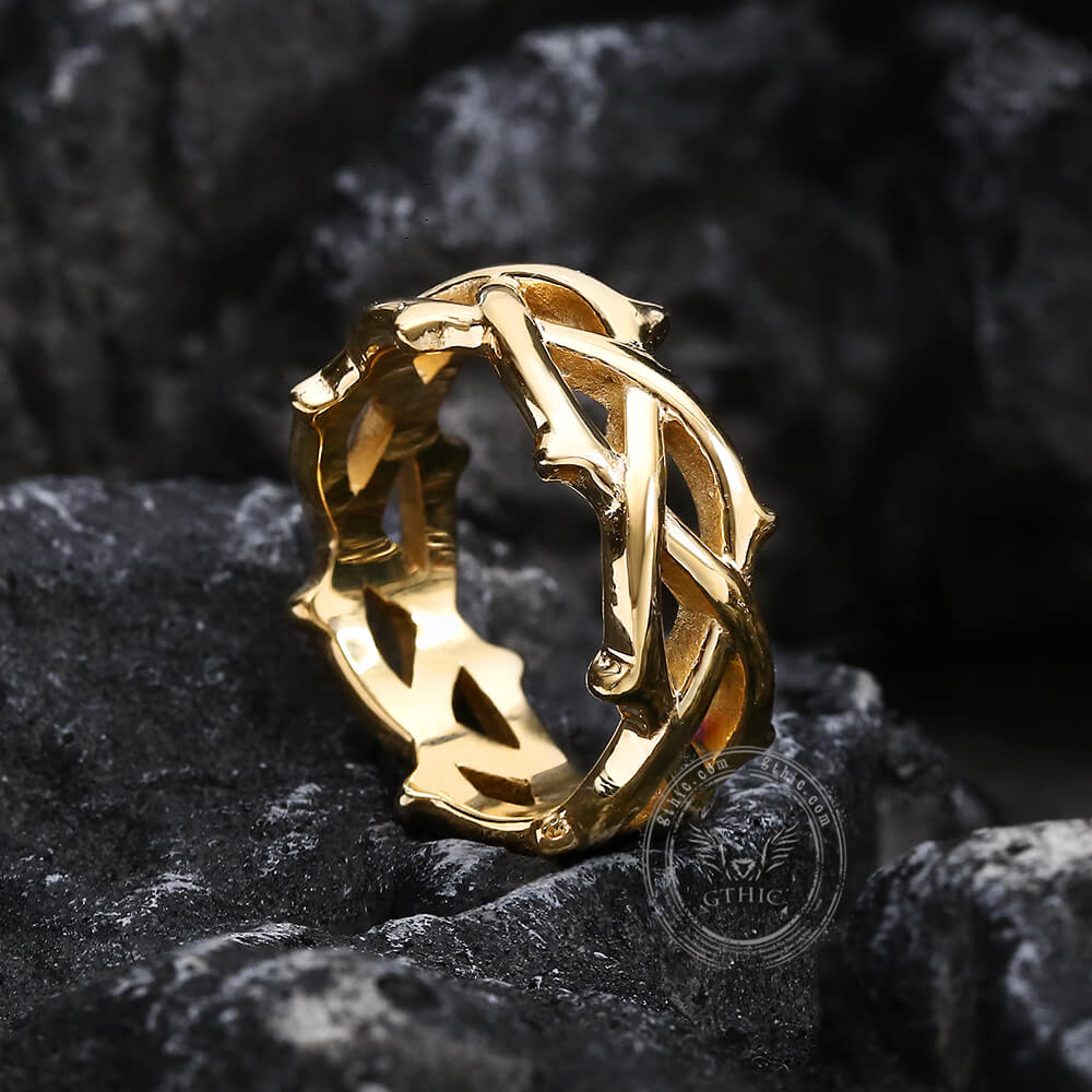 Thorn Vine Braided Stainless Steel Ring