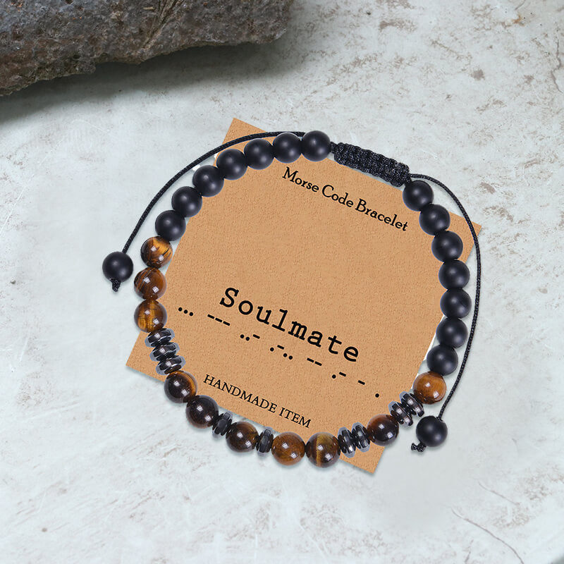 Tiger Eye Morse Code Beads Bracelet