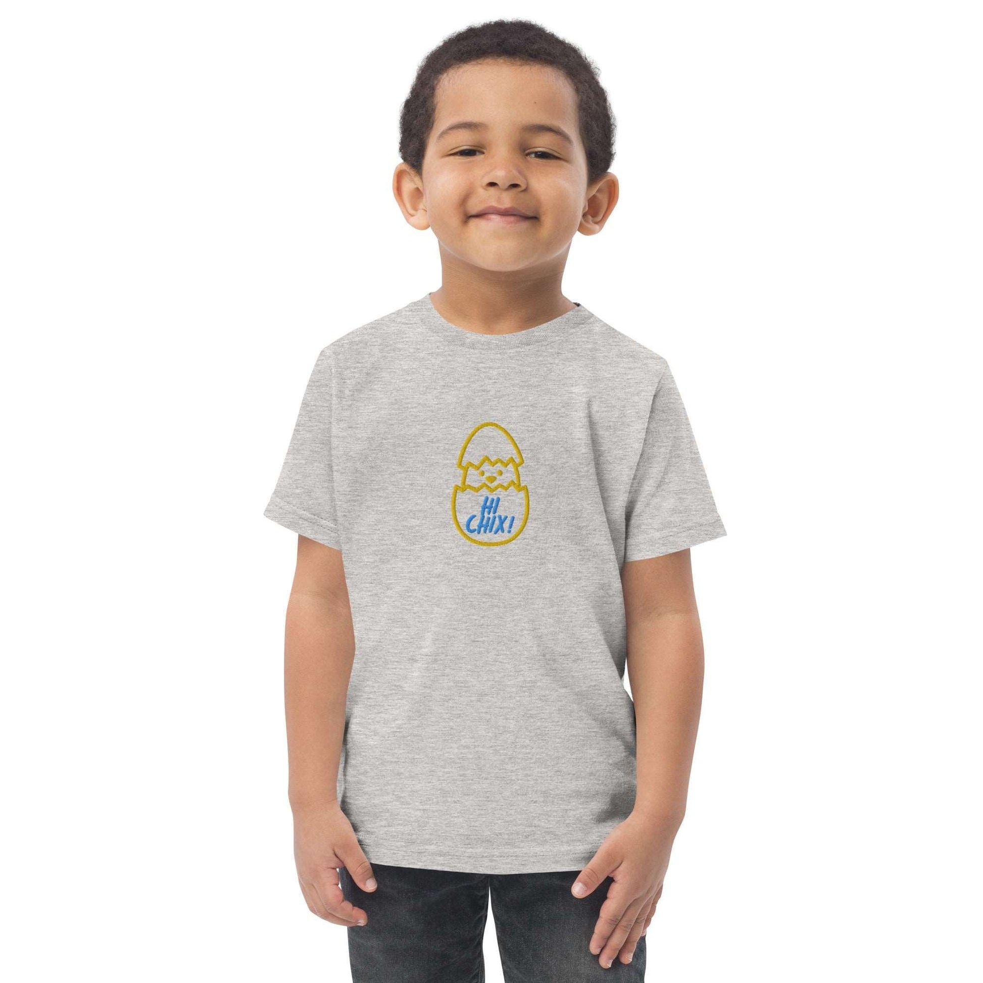 Hatching Chick in Blue and Yellow Toddler jersey t-shirt - Lizard Vigilante