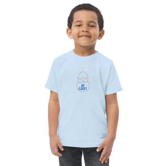 HI CHIX! Toddler Jersey T-Shirt with Hatching Baby Chicken - Lizard Vigilante