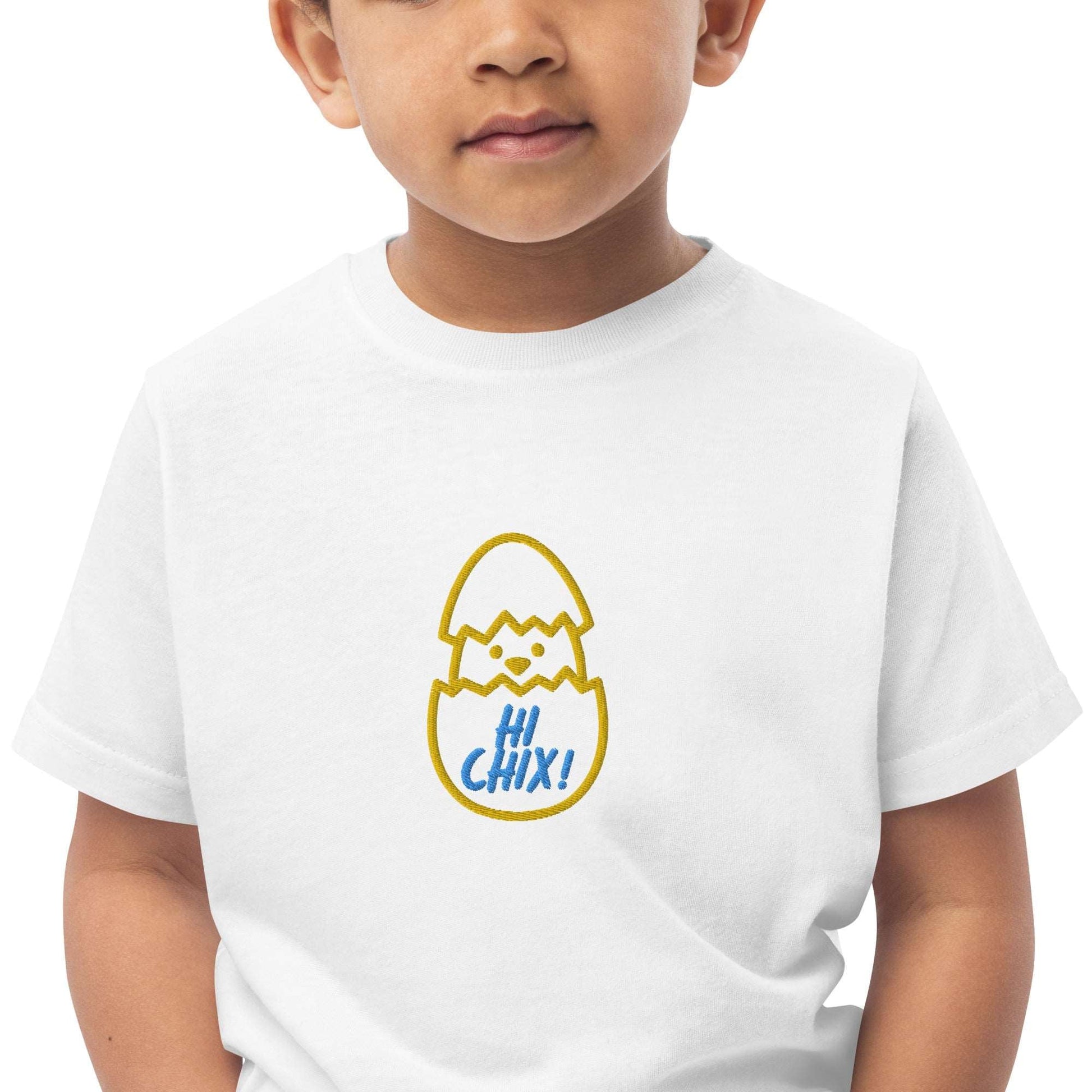 Hatching Chick in Blue and Yellow Toddler jersey t-shirt - Lizard Vigilante