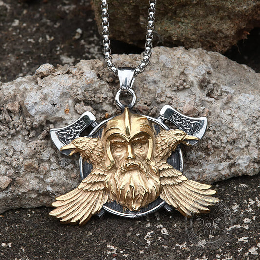 Tomahawk Odin Raven Stainless Steel Viking Pendant