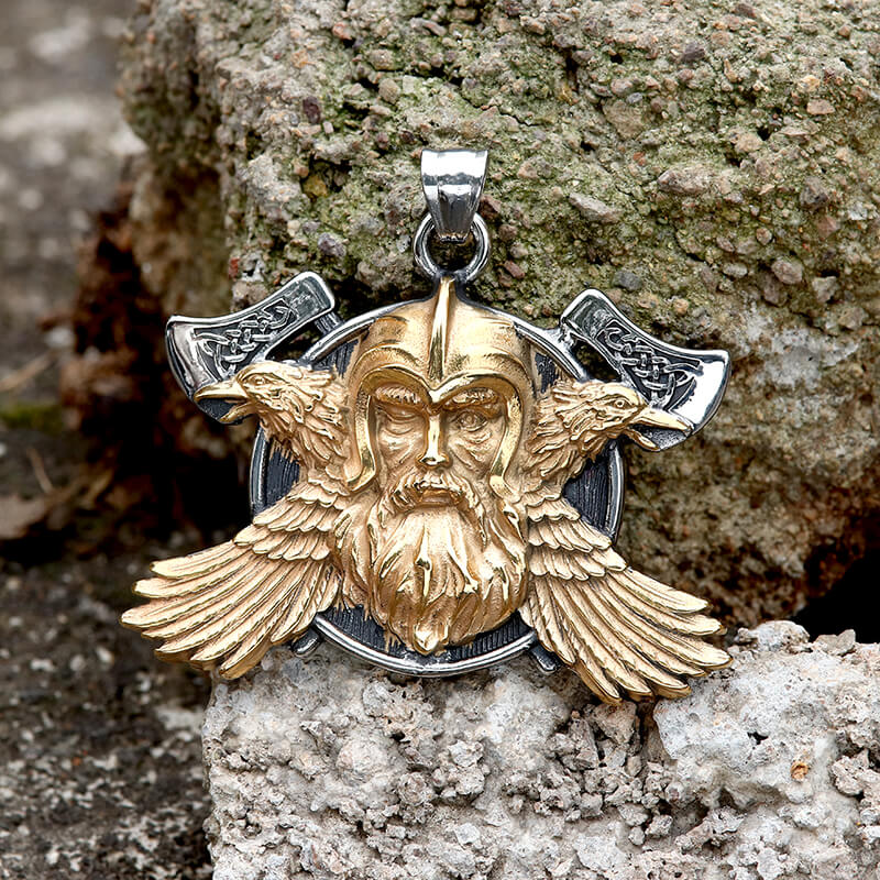 Tomahawk Odin Raven Stainless Steel Viking Pendant