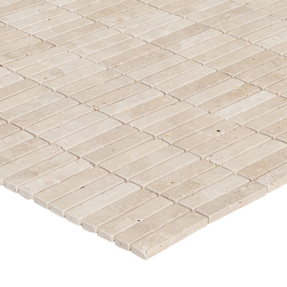 Light Beige Travertine Tumbled Mosaic Floor and Wall Tile - Livfloors Collection