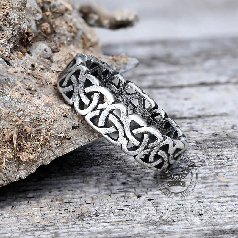 Triangle Celtic Knot Stainless Steel Viking Ring