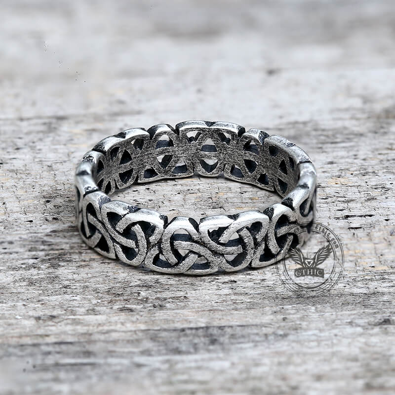 Triangle Celtic Knot Stainless Steel Viking Ring