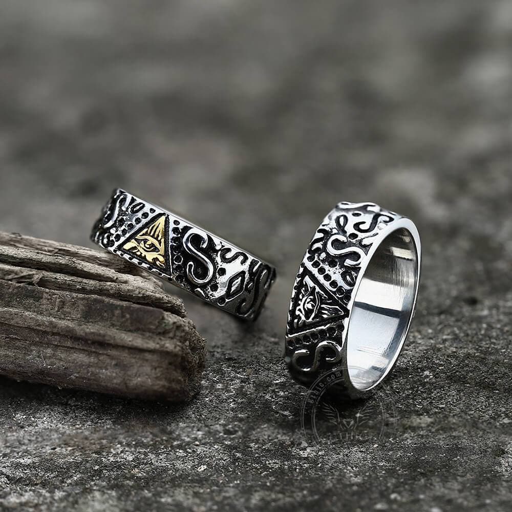 Triangle Eye of Providence Stainless Steel Masonic Ring