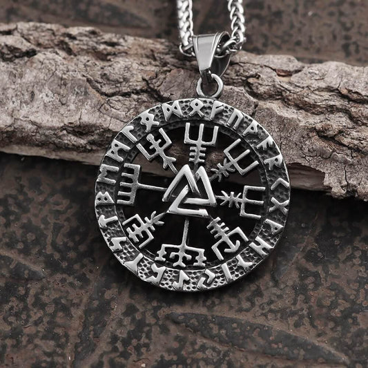 Triangle Valknut Compass Stainless Steel Viking Pendant