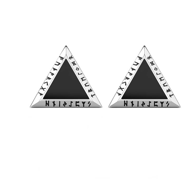 Triangular Viking Rune Stainless Steel Stud Earrings