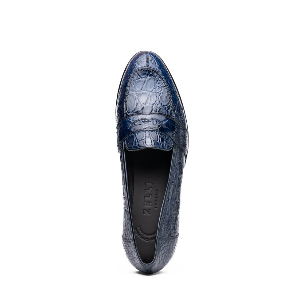 11-119-NVY TUSCANY Crocodile Penny Loafer, Navy