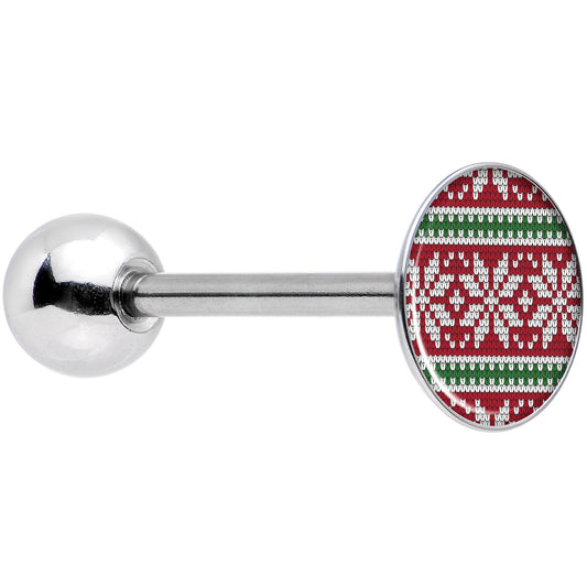 Red Green Christmas Sweater Barbell Tongue Ring