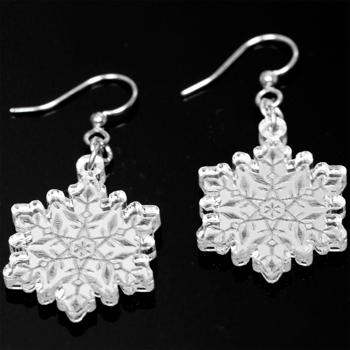 Winter Snowflake Fishhook Dangle Earrings
