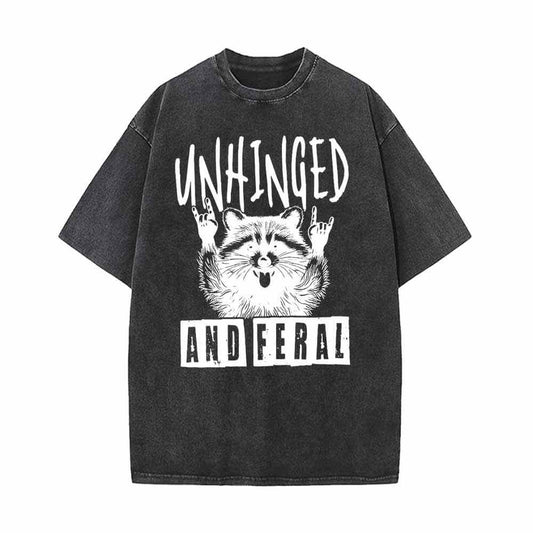 Unhinged And Feral Raccoon Vintage Washed T-shirt